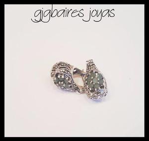 Aros De Plata 925 Lady Dy Con Raiz De Piedras Y Marquesitas