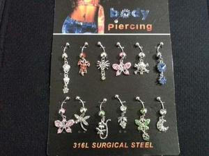 Piercing Ombligo Con Strass Acero Quirurgico 316.