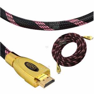 Cable Hdmi 3 Mts 1.4 4k Dorado Hd Led 3d Doble Filtro 1080p