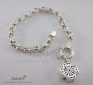 Pulsera Rolo + Cruz Del Equilibrio Plata 925 Inflada Sellada