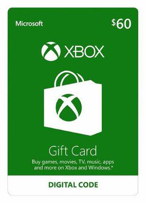Xbox Gift Card 60usd Xbox One Xbox 360 Entrega Inmediata!