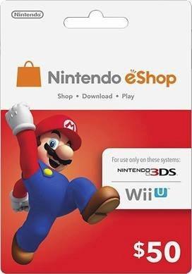 Nintendo Eshop Wii U 3ds - Tarjeta Gift Card $ 50