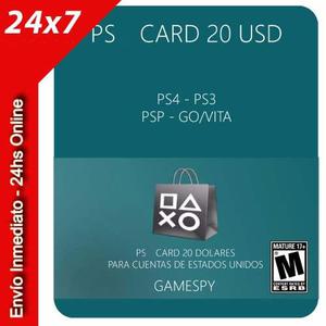 Tarjeta Psn 20 Usd Ps4 3 Vita Mercadolider - Gamespy