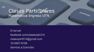 CLASES PARTICULARES DE MATEMÁTICA - INGRESO UTN (CABA - A
