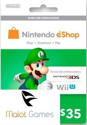 Nintendo Eshop 35 Dolares 10%off - Ent. Inmed - Malot Games