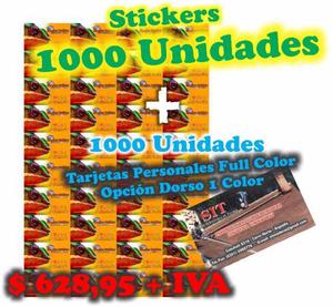 1000 Unidades de Sticker + 1000 Unidades de Tarjetas