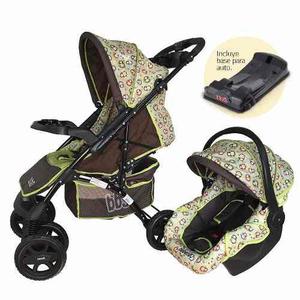 Cochecitos Huevito C/base Travel System 1325ts Verde Monitos