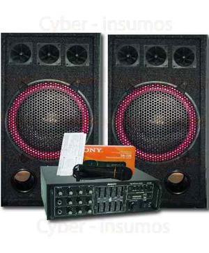 Combo Amplificador Karaoke Mp3 Usb 200w +2 Bafles De 15