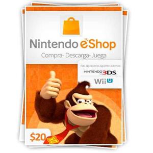 Tarjeta Nintendo Eshop 20 Usd 3ds Wii U Usa | Bitshop