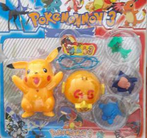 Set Pikachu Con Luz +pokebola Atrapa +personajes