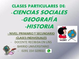CLASES PARTICULARES DE: CS SOCIALES - GEOGRAFIA E HISTORIA.