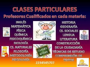 Clases particulares, apoyo escolar, todas las materias,