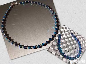 Conjunto Collar Y Pulsera Swarovski Cristales 2x Y Plata 925