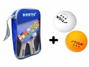 Paletas De Ping Pong Nimatsu+3 Pelotas+estuche Caballito