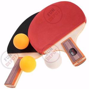 Set Ping Pong Kit 2 Paletas Madera 3 Pelotitas Tenis Mesa