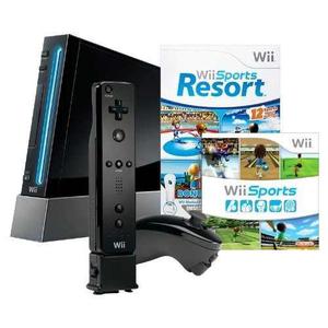 Wii Nintendo Negra, Chipeada Por Soft+variedad De Accesorios