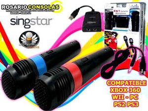 Setx2 Microfonos Karaoke Con Cable Ps2 Ps3 Pc Xbox360 Wii Pc