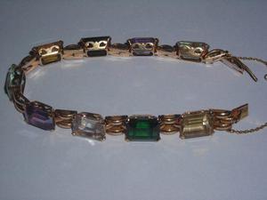 Pulsera Antigua Oro 18k C/ Piedras Engarzadas Permuto -leer-