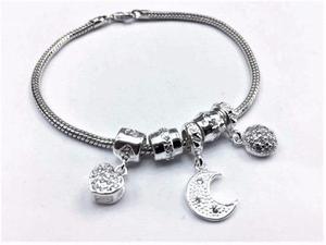 Pulsera De Plata 925 Tipo Pandora Con Dijes De Plata 925