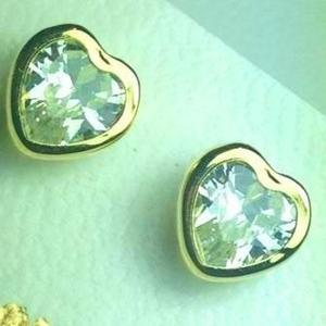 Aros Oro 18 K Con Cristal Corazon