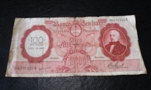 Billete De Argentina De Moneda Nacional Resellado