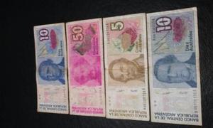Billetes De Argentina Australes Algunos De Reposición