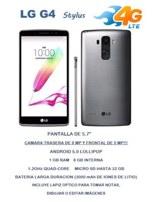LG G4 STYLUS 4G LIBRE, NVO Y ORIGINAL! SUPER OFERTA!