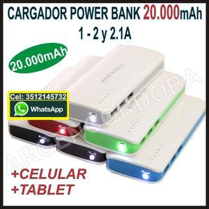 CARGADOR PORTATIL POWER BANK mAh 2A 3 SALIDAS USB -