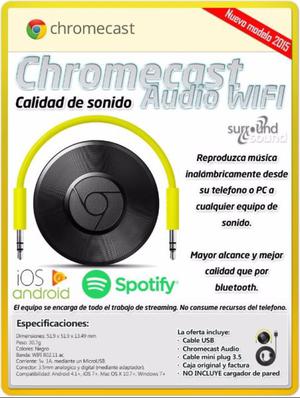 ¡¡Chromecast Audio Wifi Música De Celular / Pc A Tus