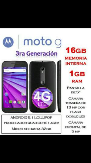MOTO G 3RA GENERACION 16 GB LIBRE, NVO Y ORIGINAL!