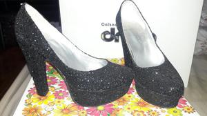 Zapatos Negros con Glitter de Fiesta