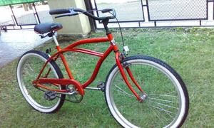 bicicleta naranja rodado 24 playera freno contra pedal y de