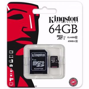 TARJETA DE MEMORIA MICRO-SD 64 GB. KINGSTON CLASE 10 CON