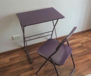 Escritorio Con Silla Plegable Violeta Usado C/ Nuevo Combo