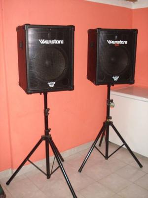 Parlantes Wenstone + Potencia Gbr Bta300 + Tripodes