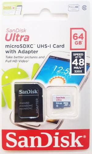Memoria Micro Sd Sandisk 64gb Clase 10 Ultra 48mb/s Original