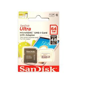 Memoria Micro Sd Sandisk Sd 64gb Clase 10 Hc Camara Celular
