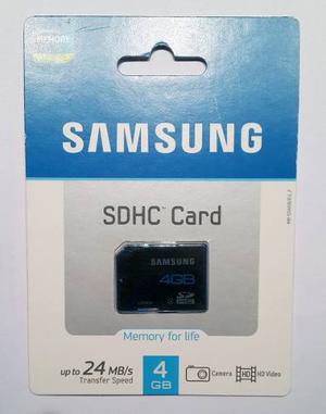 Memoria Sdhc 4gb Clase 4 Samsung Serie Black Original Nueva