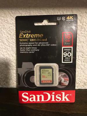 Tarjeta De Memoria Sandisk Extreme 16gb Clase 10 4k Hd