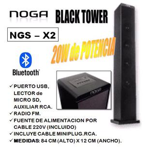 TORRE PARLANTE BLUETOOTH NOGA BLACK TOWER X2 NUEVA!