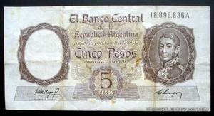 billete 5 pesos moneda nacional serie a