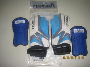 combo guantes de arquero Reusch niño y canilleras