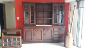 Mueble algarrobo macizo y mesa de TV