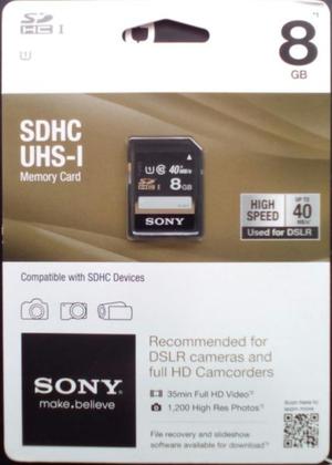 Tarjeta de memoria SONY SD UHS-I de 8GB CLASE 10