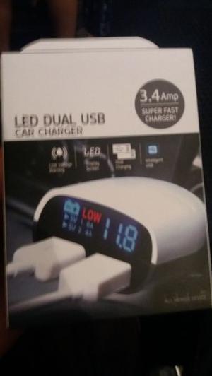 Cargador Auto 12 V Led 2 Usb Doble Salida