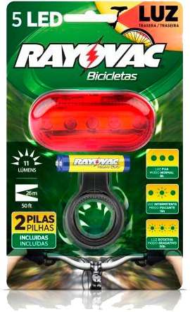 Luz Led Bicicleta Trasera Rayovac Bike5ledred Roja