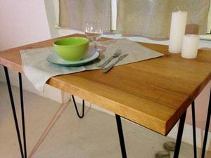 Mesa De Madera Con Patas De Hierro