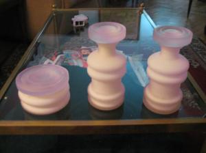 juego de toilette en opalina color rosa