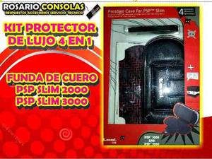 Funda Protector De Cuero Psp Slim Kit 4 En 1 Rosario