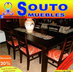 JUEGO DE MESA Y SILLAS PRIMERA CALIDAD 20% OFF